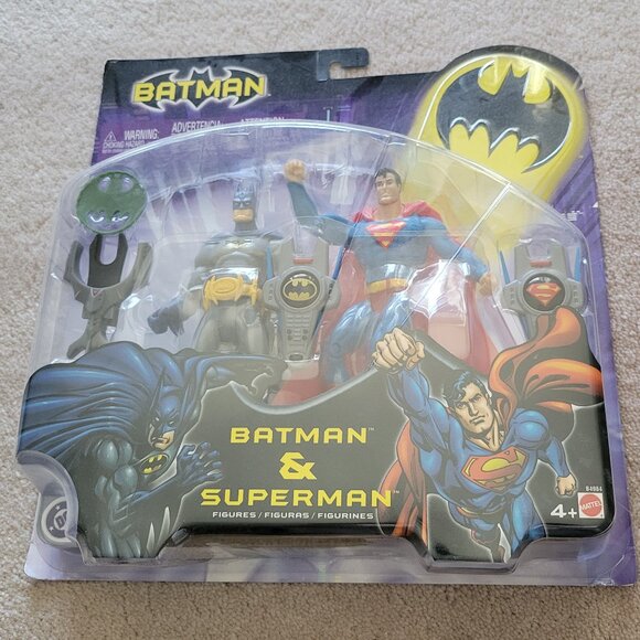 New Batman Superman Action Figure 2 Pack 2003 Mattel DC Comics Vintage NWT - Picture 1 of 10